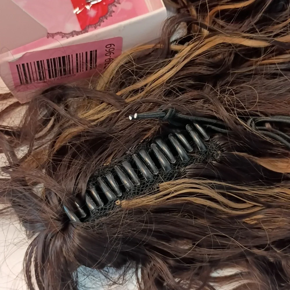 26” Long Curly Claw Clip Ponytail Extension‎ – Brown Layered Synthetic Hairpiece